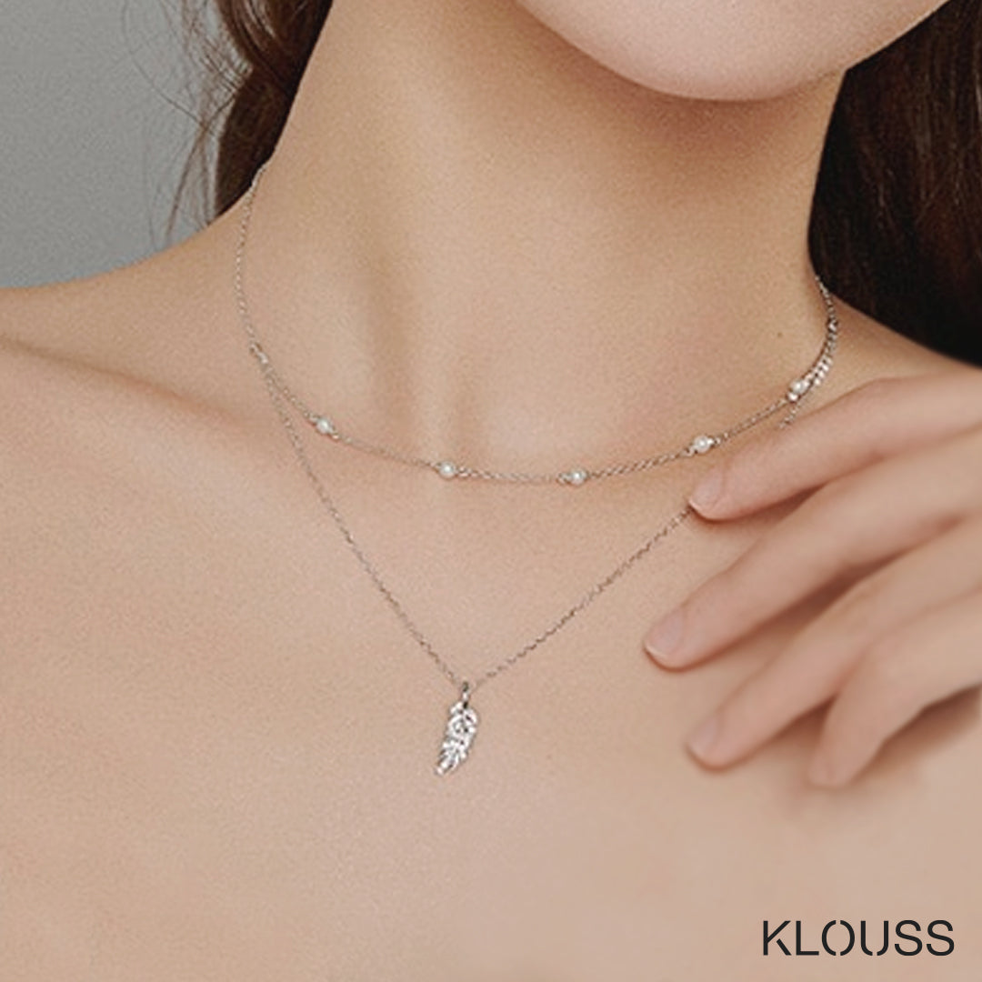 Collar de cadena de doble capa con colgante de espiga - Klouss - Chile - Mujer - Collar - 