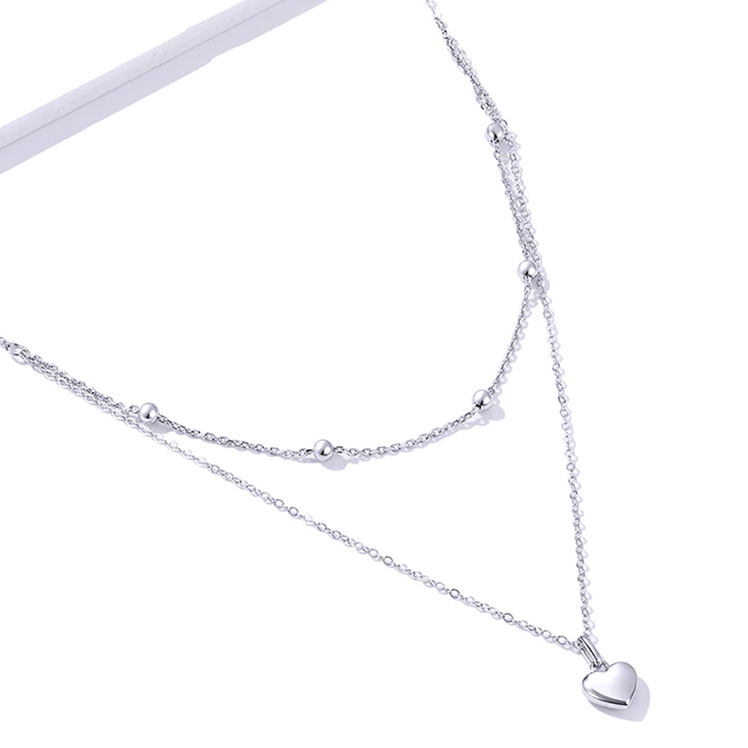 Collar de cadena de doble capa con colgante de corazón - Klouss - Chile - Mujer - Collar - 