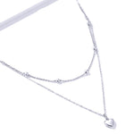Collar de cadena de doble capa con colgante de corazón - Klouss - Chile - Mujer - Collar - 
